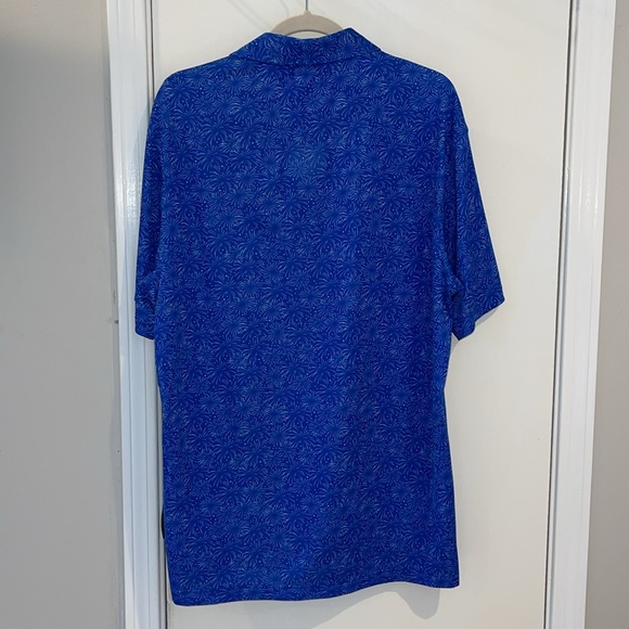 Men's PGA Tour Brand Blue Firework Print Polo with PGA Tour Logo - Picture 6 of 6